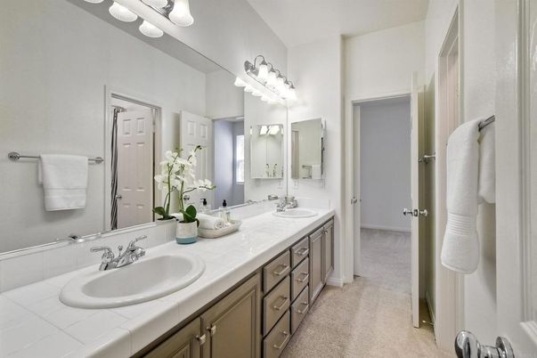 Bathroom, Dual Sink Vanities, Interior, Tile Countertops