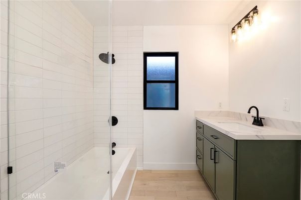 Bathroom, Glass Shower, Interior, Wood Texture Flooring