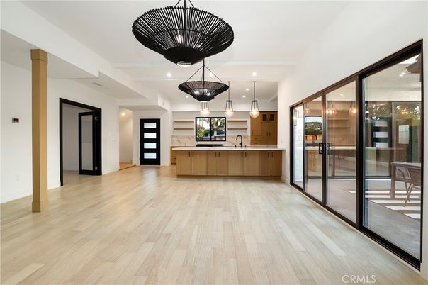 Interior, Kitchen, Pendant Lights, Recessed Lighting, Wood Texture Flooring