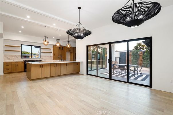 Interior, Kitchen, Pendant Lights, Recessed Lighting, Wood Texture Flooring
