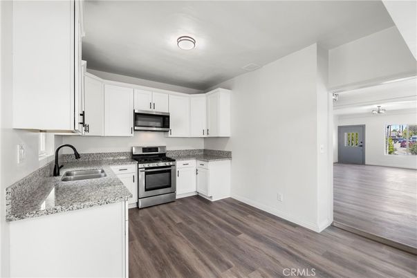 Interior, Kitchen, Stainless Steel Appliances, Wood Texture Flooring
