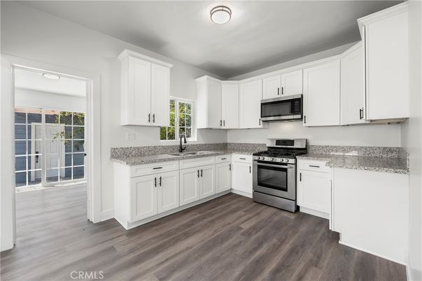 Interior, Kitchen, Stainless Steel Appliances, Wood Texture Flooring