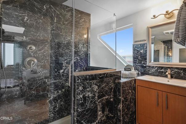 Bathroom, Glass Shower, Interior, Marble Walls