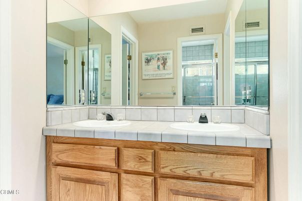 Bathroom, Dual Sink Vanities, Interior, Tile Countertops