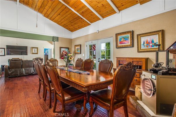 Dining room, Fireplace, Interior, Living room, Wooden Ceilings, Wood Texture Flooring