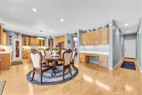Dining room, Interior, Kitchen, Recessed Lighting, Wood Texture Flooring