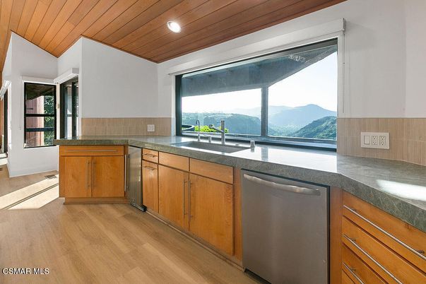 Interior, Kitchen, Recessed Lighting, Wooden Ceilings, Wood Texture Flooring