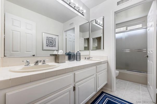 Bathroom, Dual Sink Vanities, Glass Shower, Interior, Tile Countertops