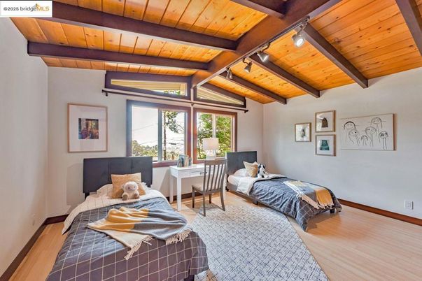 Bedroom, Home Office, Interior, Wooden Beams, Wooden Ceilings, Wood Texture Flooring