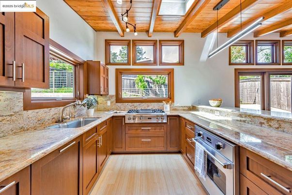 Interior, Kitchen, Stainless Steel Appliances, Wooden Beams, Wooden Ceilings, Wood Texture Flooring