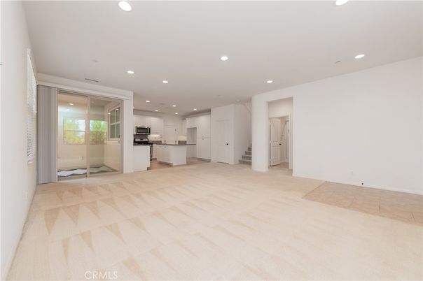 Empty room, Interior, Kitchen, Recessed Lighting, Stainless Steel Appliances