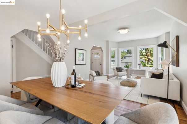 Dining room, Interior, Living room, Pendant Lights, Wood Texture Flooring