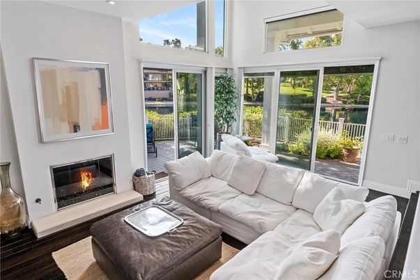 Fireplace, Interior, Living room, Sun Room, Wood Texture Flooring