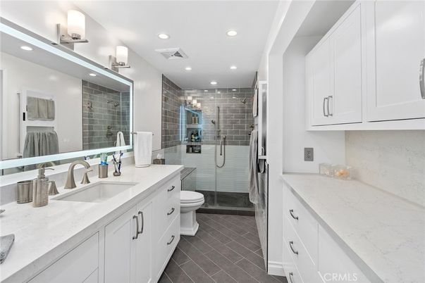 Bathroom, Glass Shower, Interior, Recessed Lighting