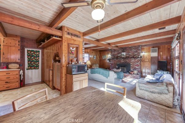 Dining room, Fireplace, Interior, Living room, Stone Walls, Wooden Beams, Wooden Ceilings, Wooden Walls