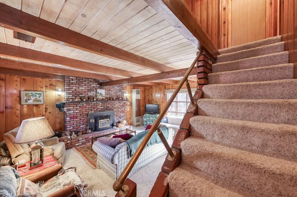 Fireplace, Interior, Living room, Stone Walls, Wooden Beams, Wooden Ceilings, Wooden Walls