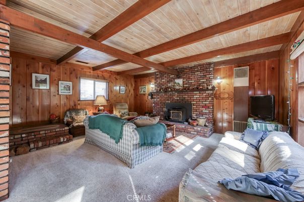 Bedroom, Fireplace, Interior, Living room, Stone Walls, Wooden Beams, Wooden Ceilings, Wooden Walls