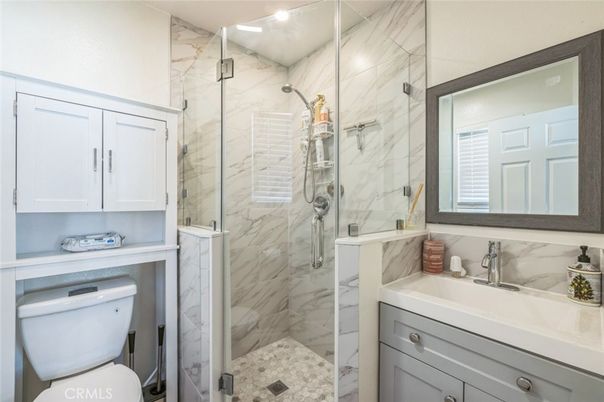 Bathroom, Glass Shower, Interior, Marble Walls