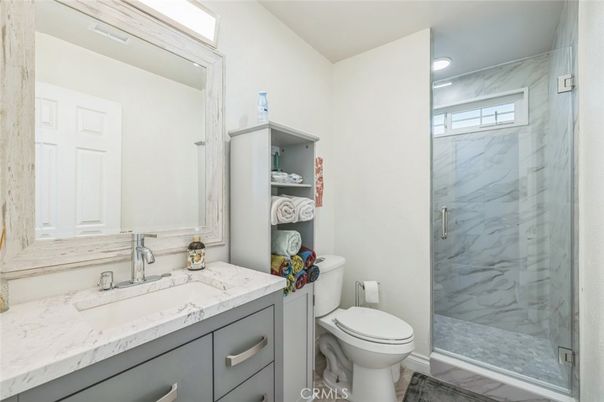 Bathroom, Glass Shower, Interior, Marble Walls, Recessed Lighting