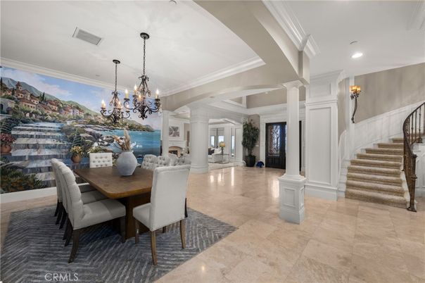 Chandelier, Dining room, Interior, Recessed Lighting