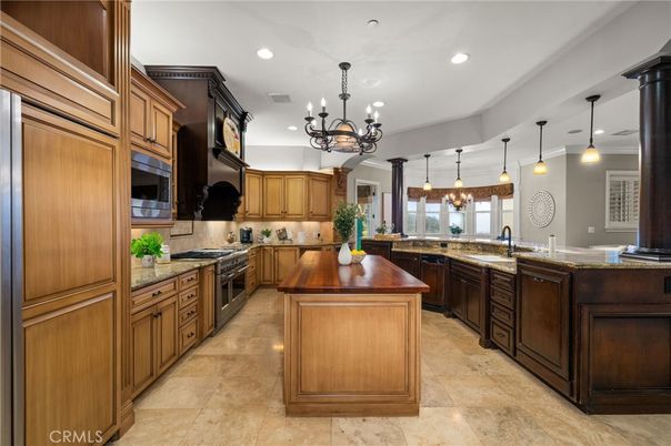 Chandelier, Interior, Kitchen, Pendant Lights, Recessed Lighting, Stainless Steel Appliances