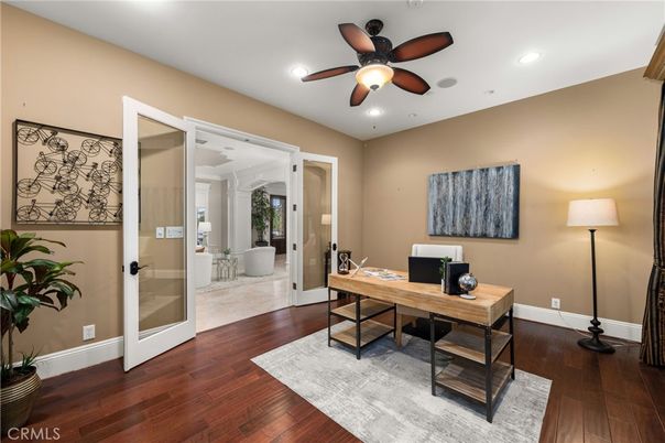 Home Office, Interior, Recessed Lighting, Wood Texture Flooring