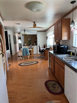 Dining room, Interior, Kitchen, Pendant Lights, Wood Texture Flooring