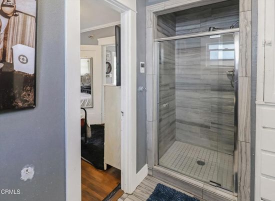 Bathroom, Glass Shower, Interior, Wood Texture Flooring