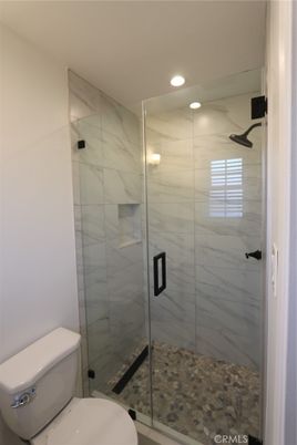 Bathroom, Glass Shower, Interior, Marble Walls, Recessed Lighting