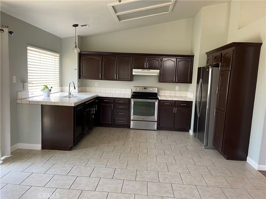 Interior, Kitchen, Pendant Lights, Stainless Steel Appliances, Tile Countertops