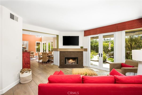 Dining room, Fireplace, Interior, Living room, Wood Texture Flooring