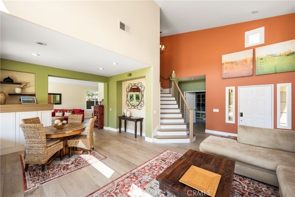 Dining room, Interior, Living room, Recessed Lighting, Wood Texture Flooring