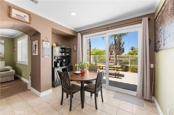 Dining room, Interior, Recessed Lighting, Wood Texture Flooring