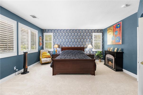 Bedroom, Fireplace, Interior