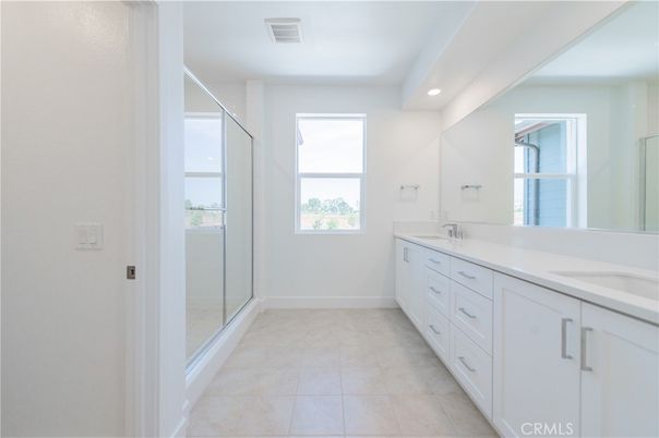 Bathroom, Dual Sink Vanities, Glass Shower, Interior, Recessed Lighting