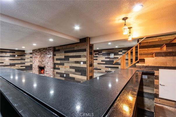 Fireplace, Interior, Recessed Lighting, Wooden Walls