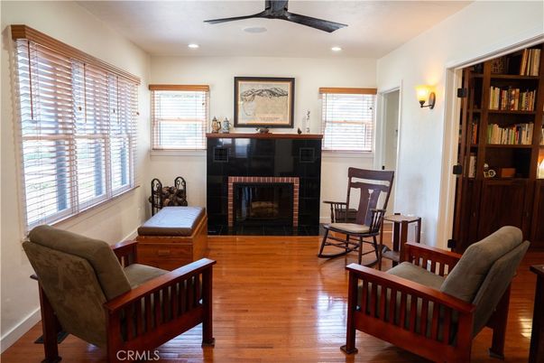 Fireplace, Interior, Recessed Lighting, Wood Texture Flooring