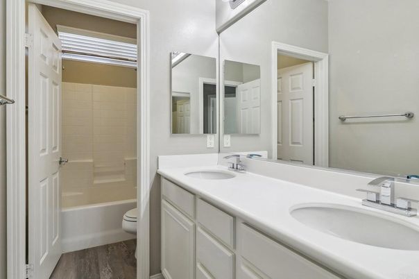 Bathroom, Dual Sink Vanities, Interior, Wood Texture Flooring
