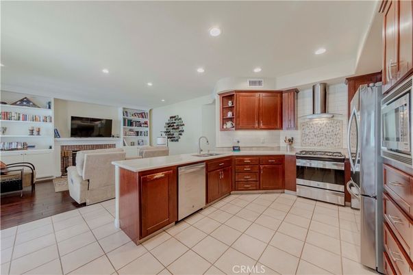 Interior, Kitchen, Living room, Recessed Lighting, Stainless Steel Appliances, Wood Texture Flooring