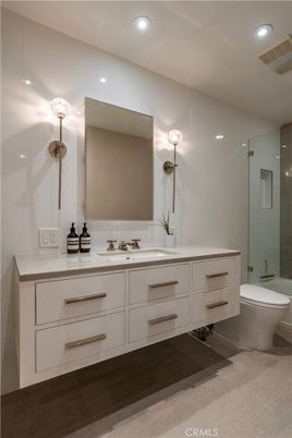 Bathroom, Dual Sink Vanities, Glass Shower, Interior, Recessed Lighting