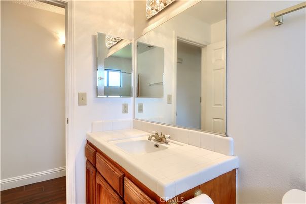 Bathroom, Interior, Tile Countertops, Wood Texture Flooring