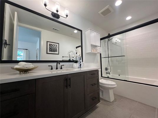 Bathroom, Glass Shower, Interior, Recessed Lighting