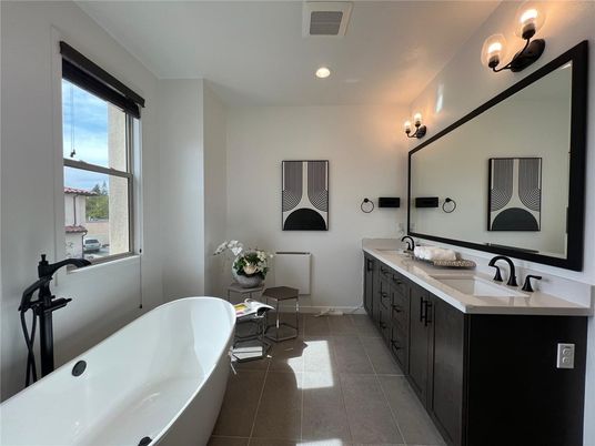 Bathroom, Dual Sink Vanities, Free Standing Baths, Interior, Recessed Lighting