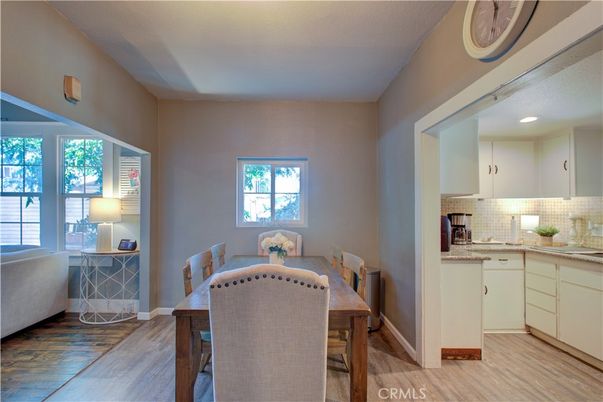 Dining room, Interior, Kitchen, Recessed Lighting, Wood Texture Flooring