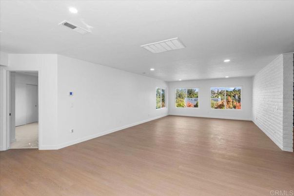 Empty room, Interior, Recessed Lighting, Wood Texture Flooring