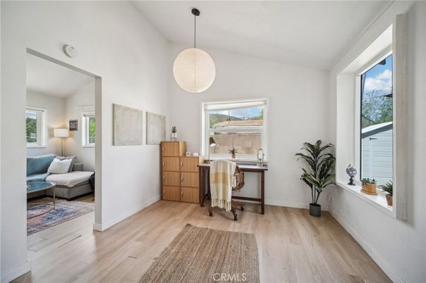 Home Office, Interior, Pendant Lights, Wood Texture Flooring