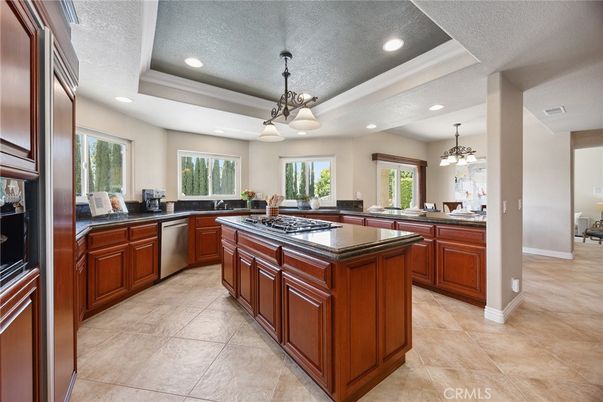 Chandelier, Interior, Kitchen, Pendant Lights, Recessed Lighting, Stainless Steel Appliances