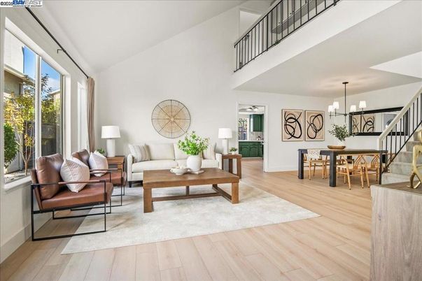 Dining room, Interior, Living room, Pendant Lights, Wood Texture Flooring