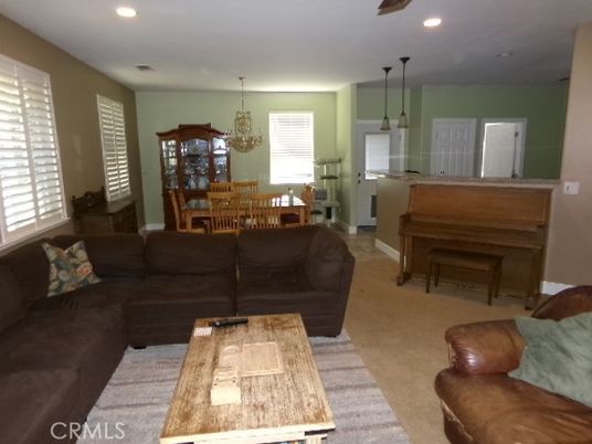 Chandelier, Dining room, Interior, Living room, Pendant Lights, Piano, Recessed Lighting