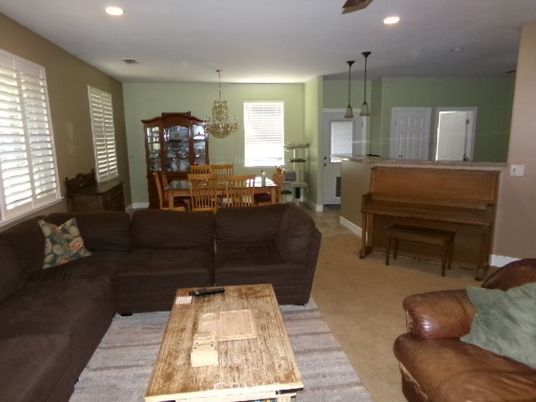 Chandelier, Dining room, Interior, Living room, Pendant Lights, Piano, Recessed Lighting
